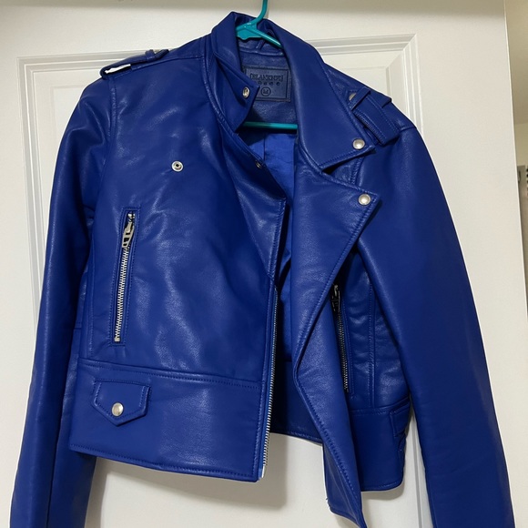 Blue BlankNYC Leather Jacket - Picture 1 of 4
